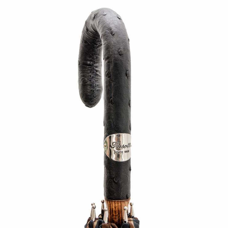 ομπρέλα | PASOTTI 142 conrad-8 s - μεγάλη ριγέ ομπρέλα με λαβή από δέρμα στρουθοκαμήλου 2N6B8143 άνδρες